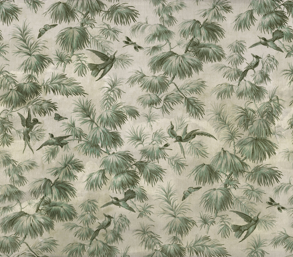 Humming Harmony wall mural by Rebel Walls in Green, flat swatch