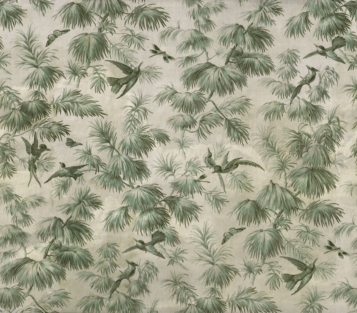 Humming Harmony wall mural by Rebel Walls in Green, flat swatch