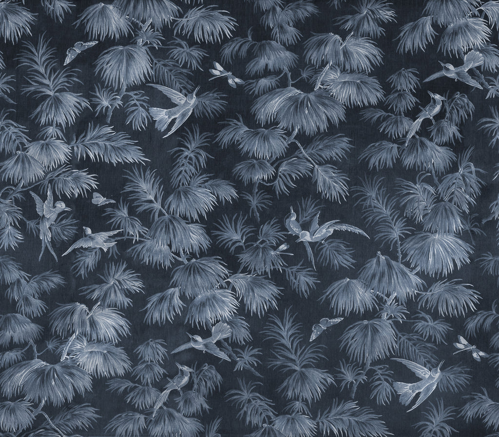 Humming Harmony wall mural by Rebel Walls in Blue, flat swatch