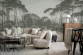 Pine Wood wall mural by Rebel Walls in Grey, styled room