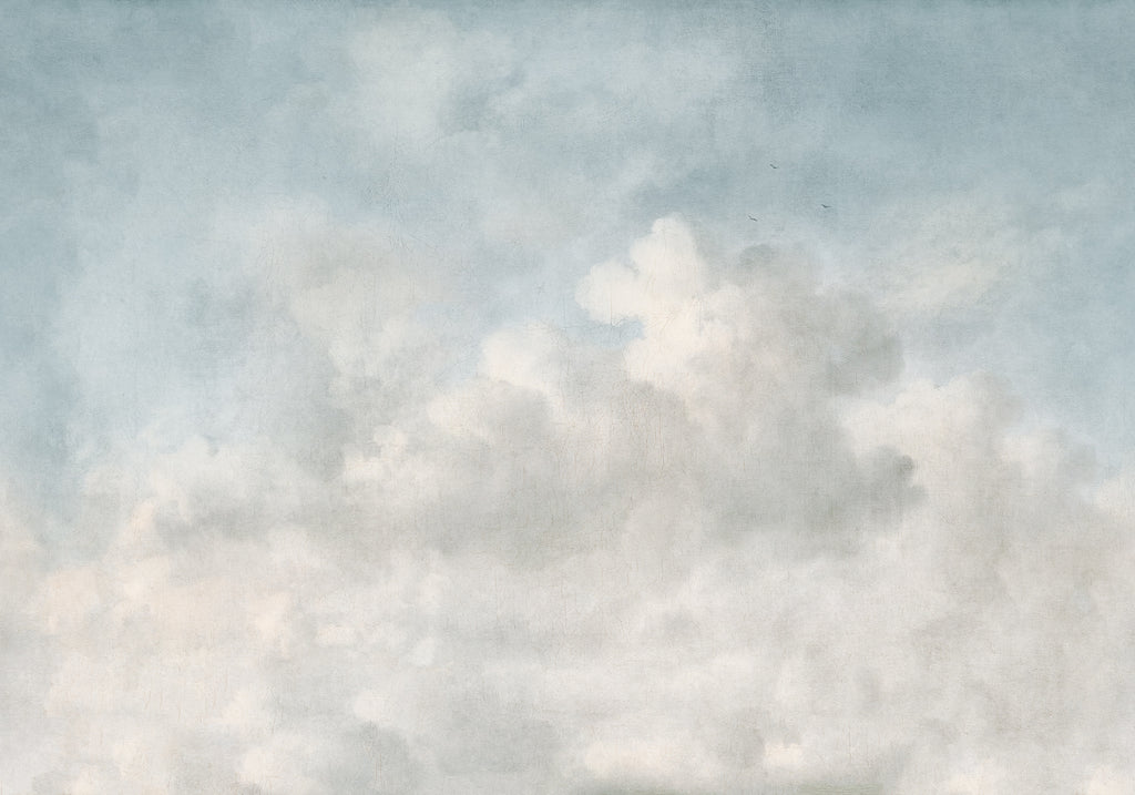 Vintage Clouds wall mural by Rebel Walls in Light Blue, flat swatch