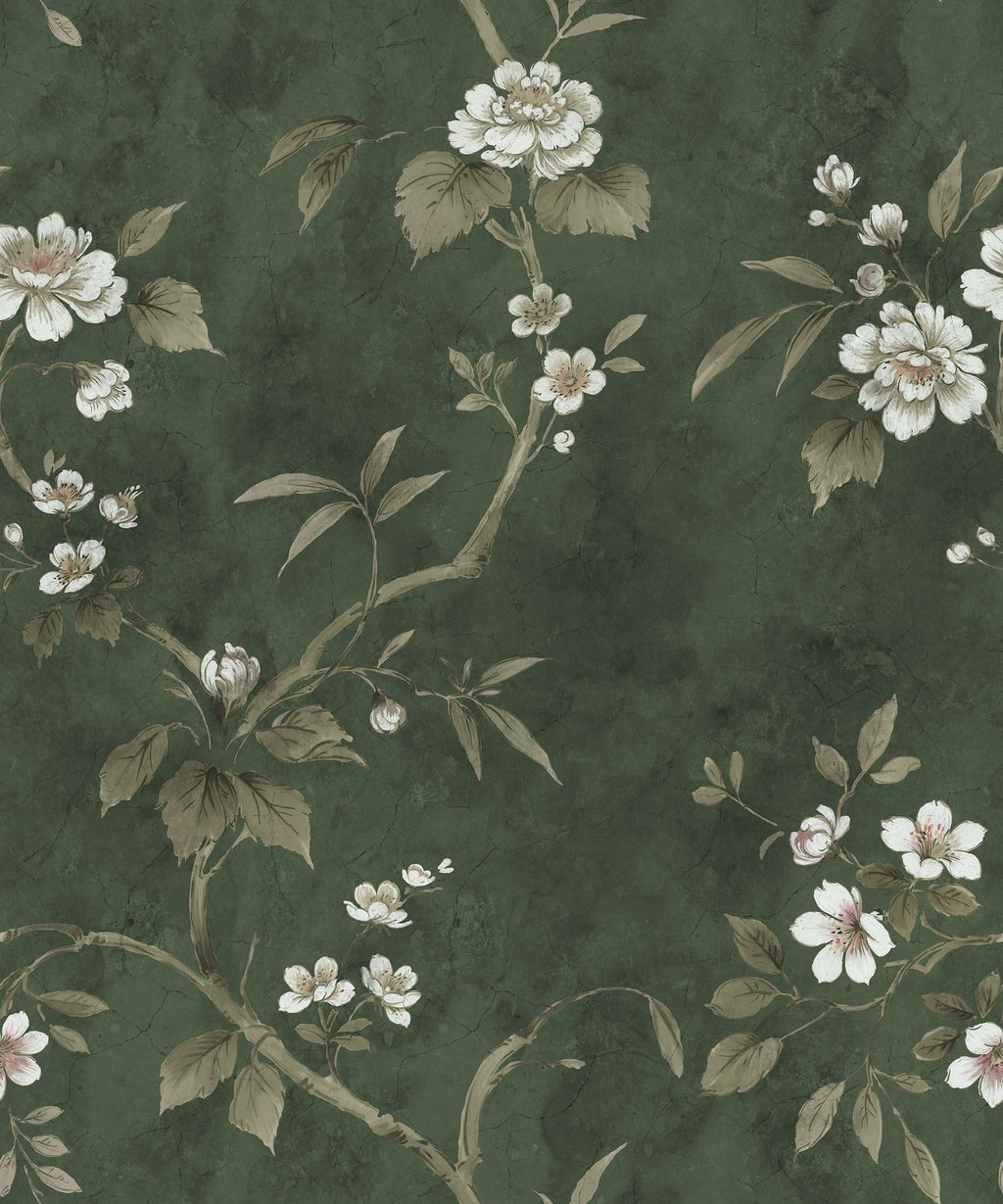 Poetic Flora wall mural by Rebel Walls in Green, flat swatch