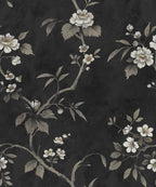 Poetic Flora wall mural by Rebel Walls in Black, flat swatch