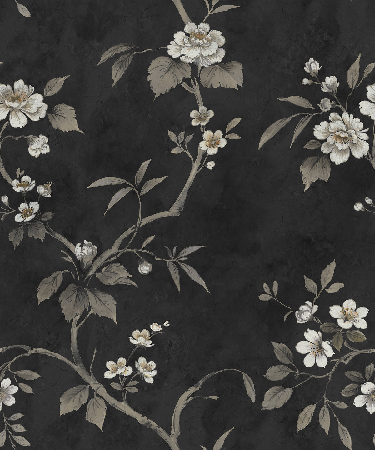 Poetic Flora wall mural by Rebel Walls in Black, flat swatch
