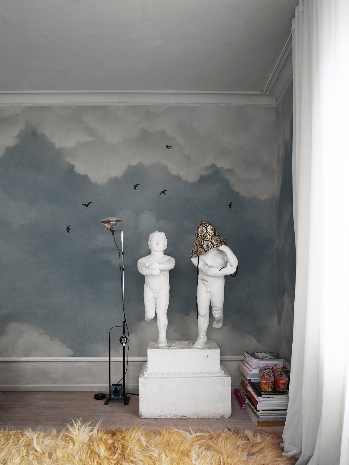 Sky of Clouds wall mural by Rebel Walls in Blue – Sky, styled room