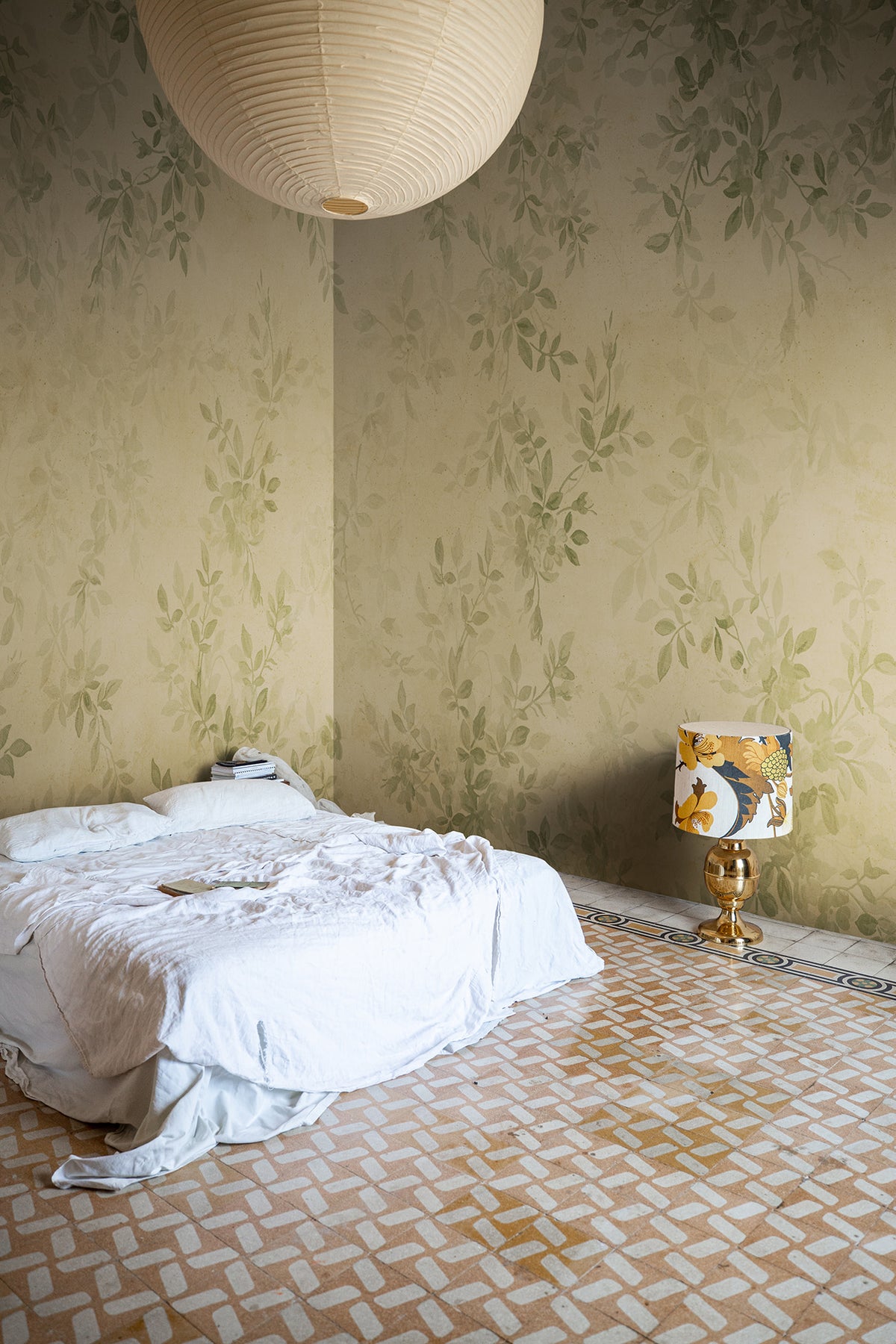 Daydream wall mural by Rebel Walls in Yellow, styled room