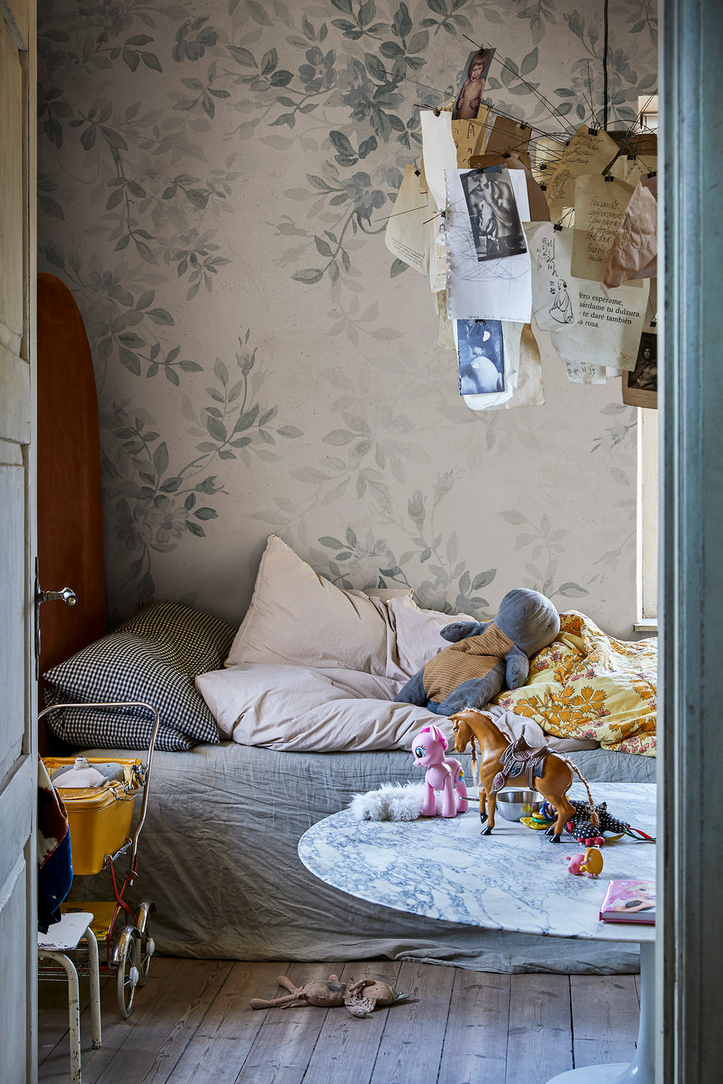Daydream wall mural by Rebel Walls in Blue, styled room