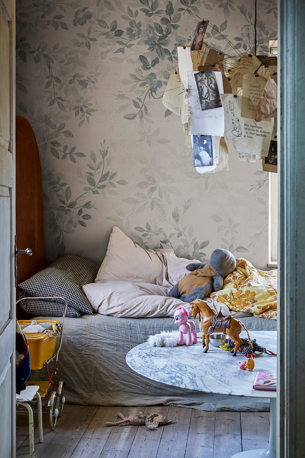 Daydream wall mural by Rebel Walls in Blue, styled room