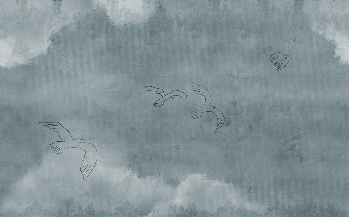 Wings Over Horizon wall mural by Rebel Walls in Blue, flat swatch