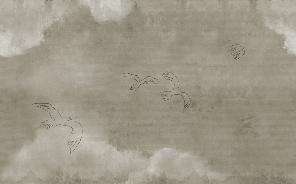 Wings Over Horizon wall mural by Rebel Walls in Beige, flat swatch