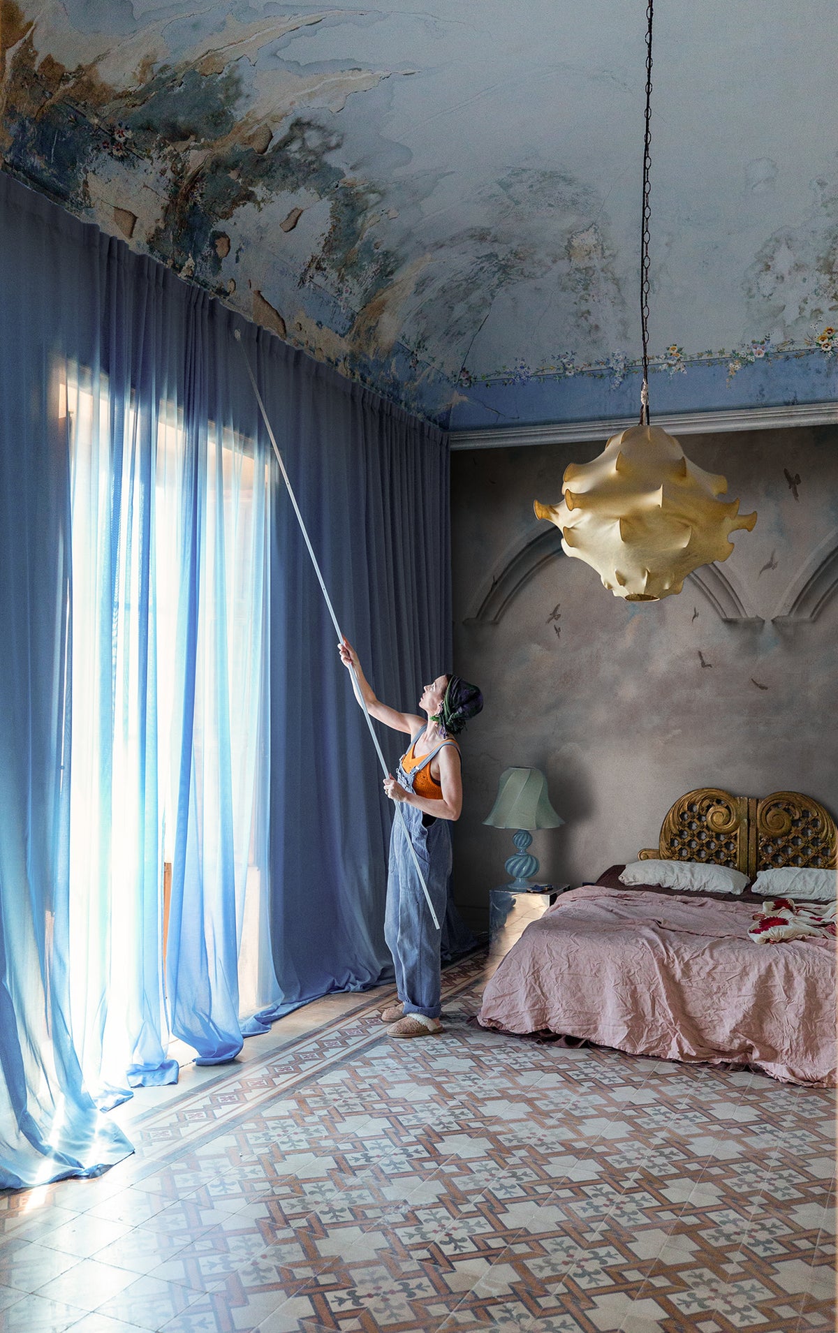 Heavenly Arches wall mural by Rebel Walls in Grey – Dusk, styled room