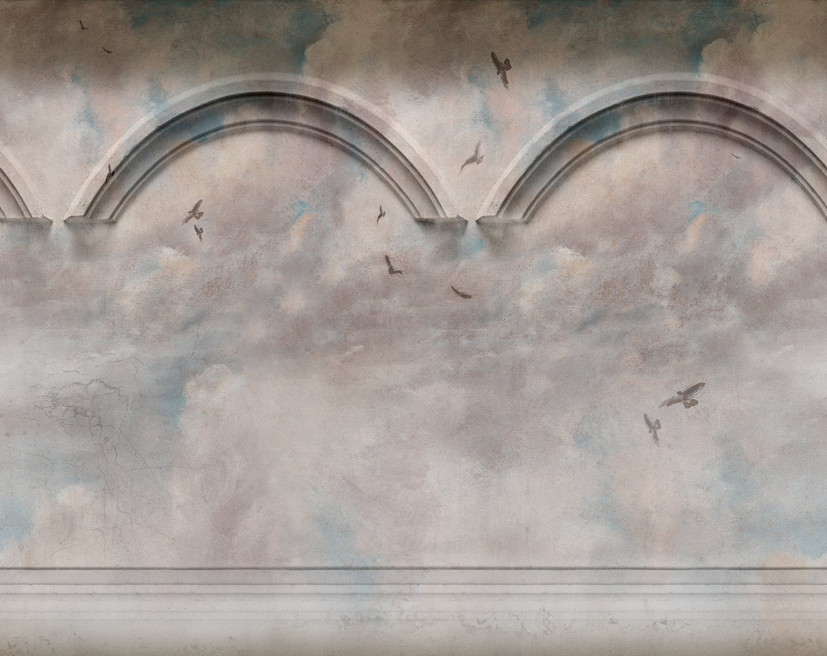 Heavenly Arches wall mural by Rebel Walls in Grey – Dusk, flat swatch