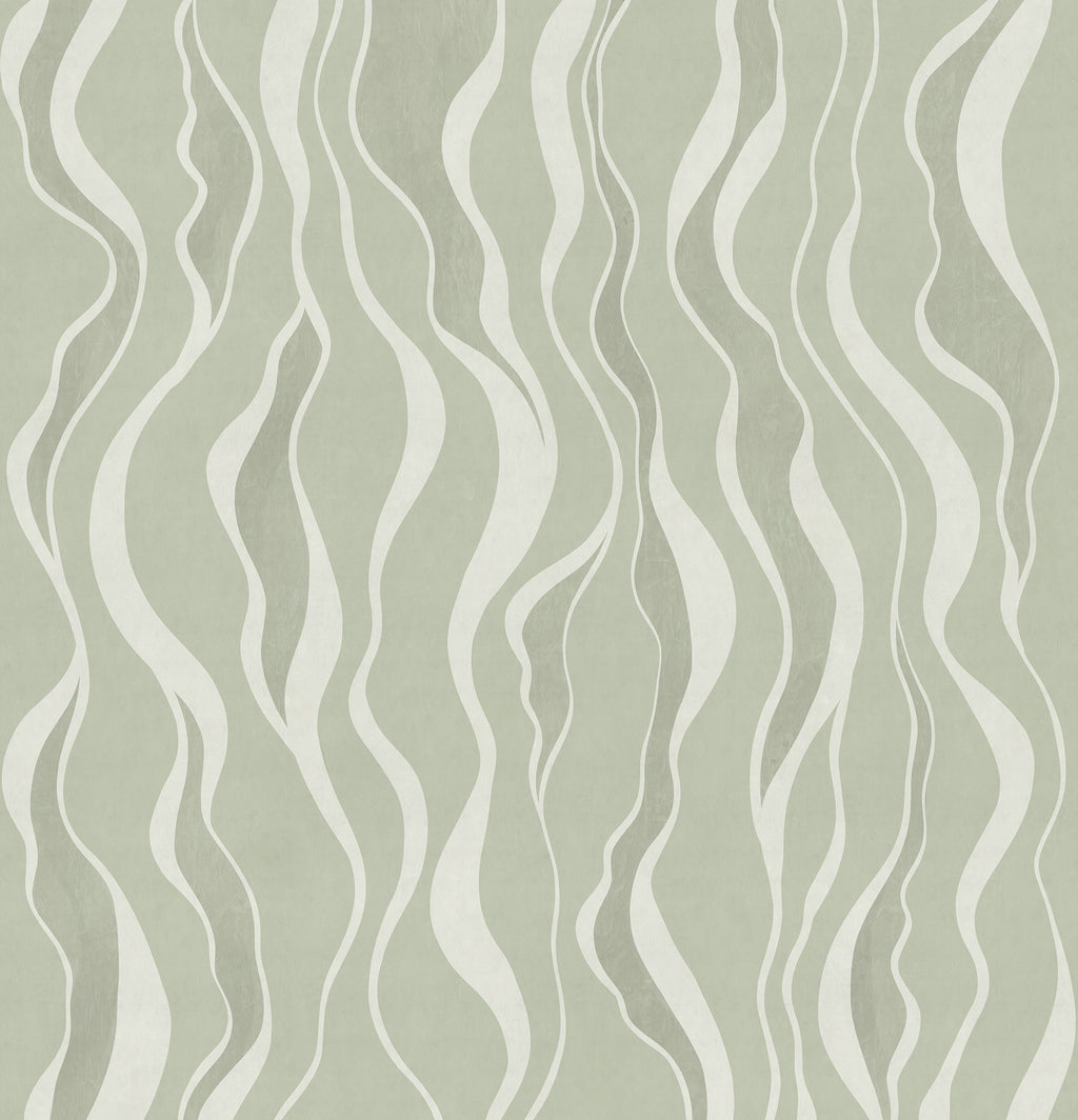 Gentle Lines wall mural by Rebel Walls in Green, flat swatch