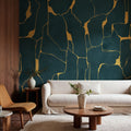 Linear Flow wall mural by Rebel Walls in Blue, styled room