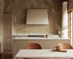 Linear Flow wall mural by Rebel Walls in Brown, styled room