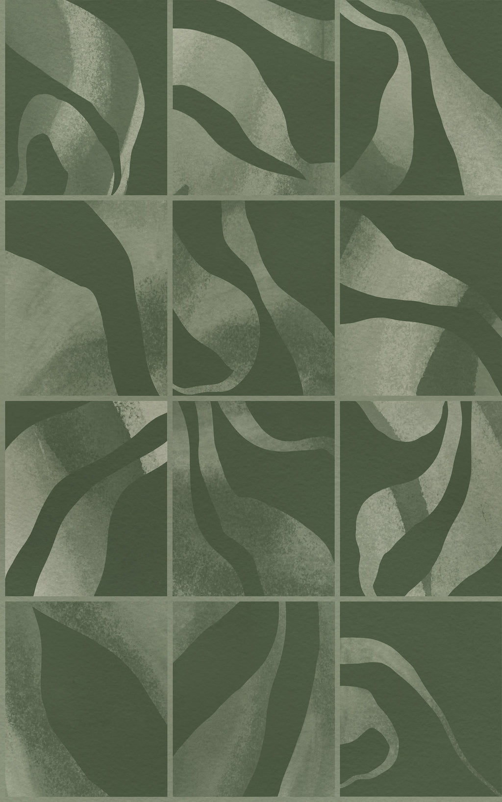 Floating Tiles wall mural by Rebel Walls in Green – Dark Green, flat swatch