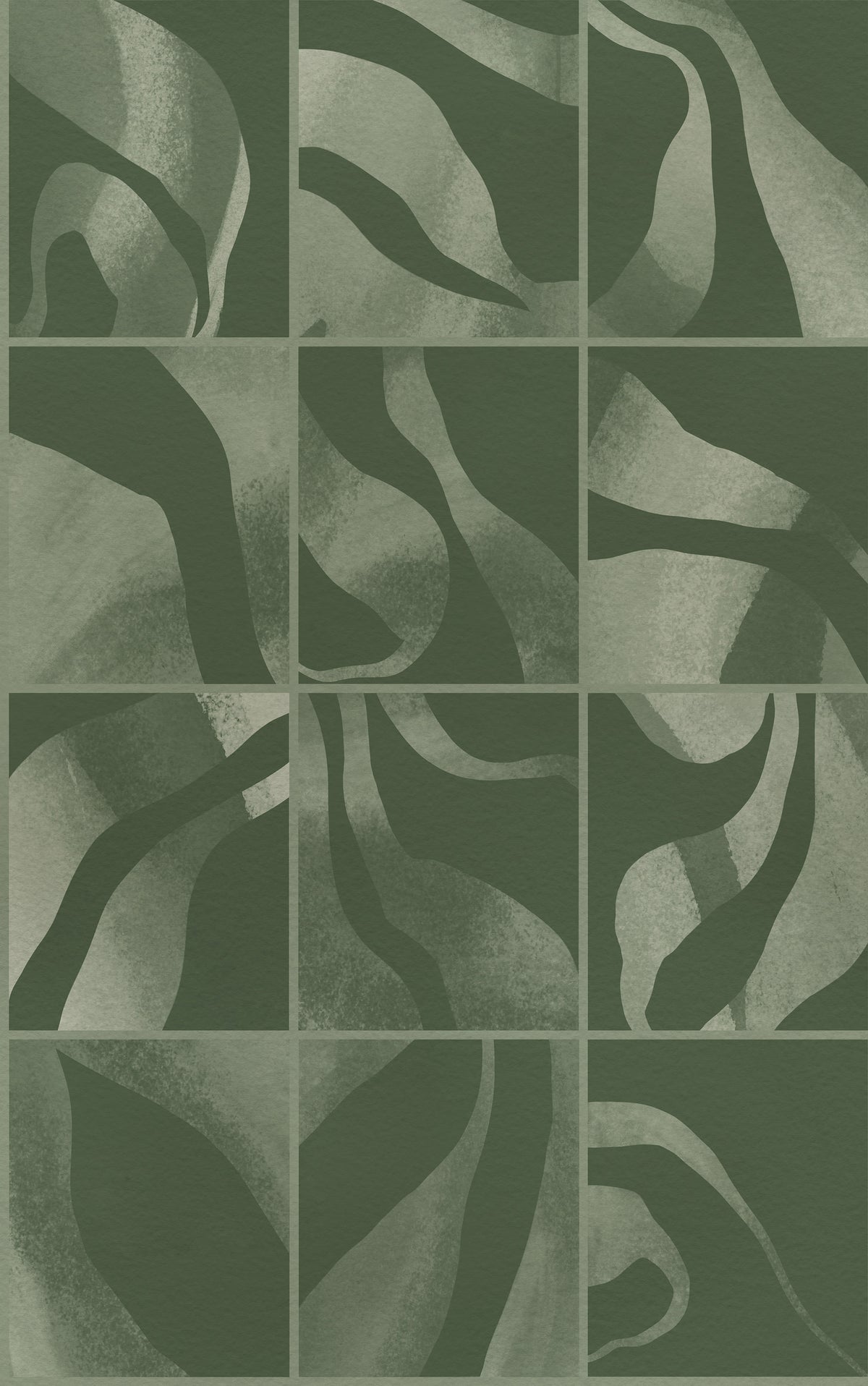 Floating Tiles wall mural by Rebel Walls in Green – Dark Green, flat swatch