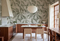 Floating Tiles wall mural by Rebel Walls in Green, styled room