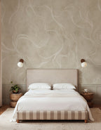 Soft Curve wall mural by Rebel Walls in Beige, styled room