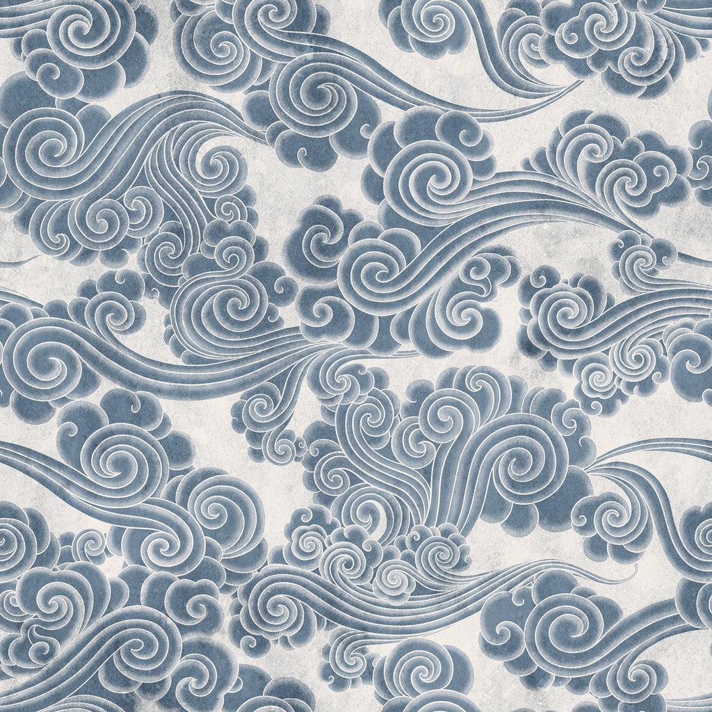 Kumo wall mural by Rebel Walls in Blue, flat swatch