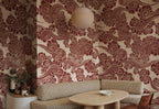 Kumo wall mural by Rebel Walls in Red, styled room
