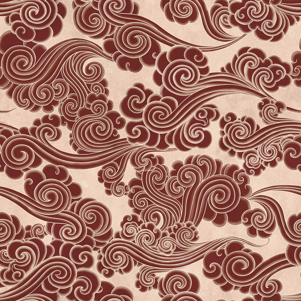 Kumo wall mural by Rebel Walls in Red, flat swatch