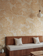 Kumo wall mural by Rebel Walls in Orange, styled room
