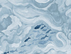Silent Stream wall mural by Rebel Walls in Light Blue, flat swatch