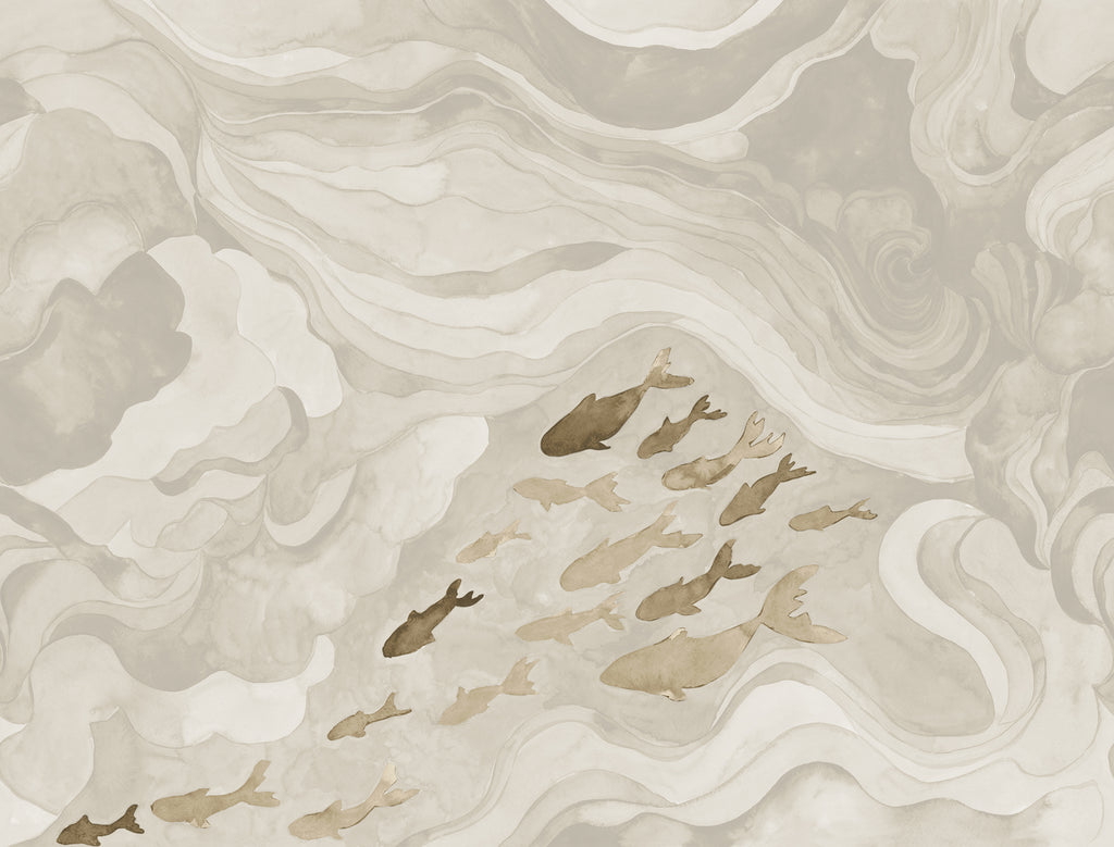 Silent Stream wall mural by Rebel Walls in Beige, flat swatch