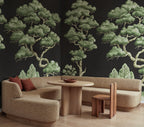 Poetic Trees wall mural by Rebel Walls in Black, styled room