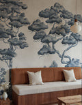 Poetic Trees wall mural by Rebel Walls in Blue – Dark Blue, styled room