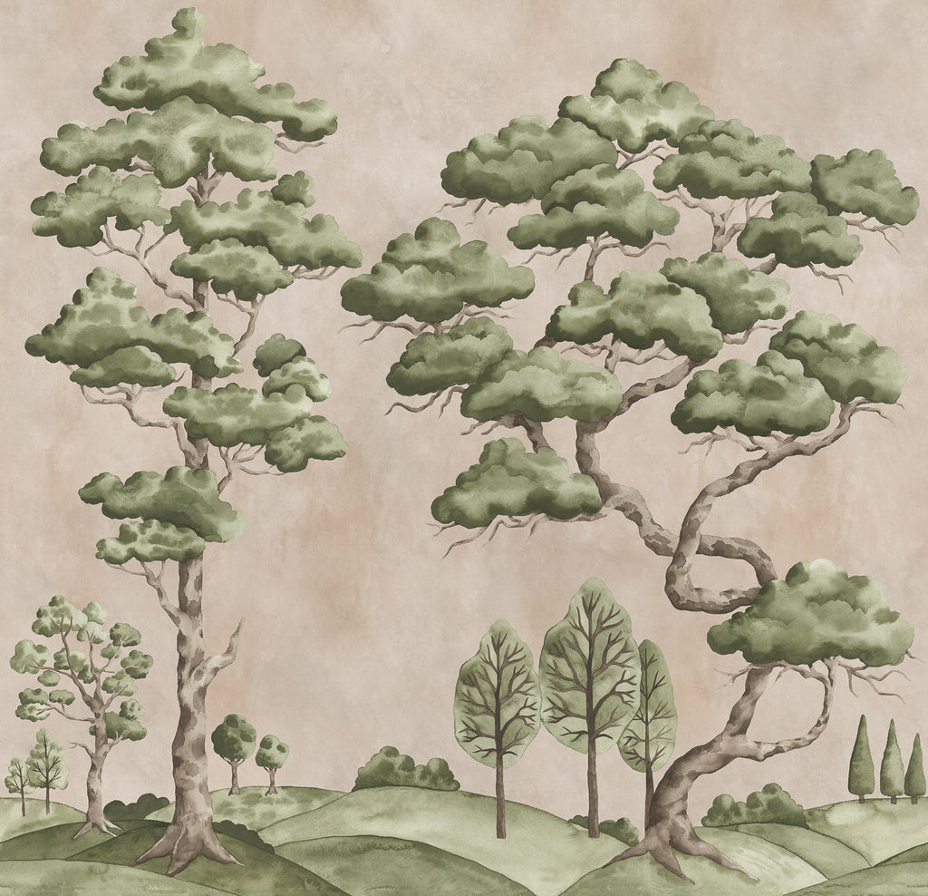 Poetic Trees wall mural by Rebel Walls in Pink, flat swatch