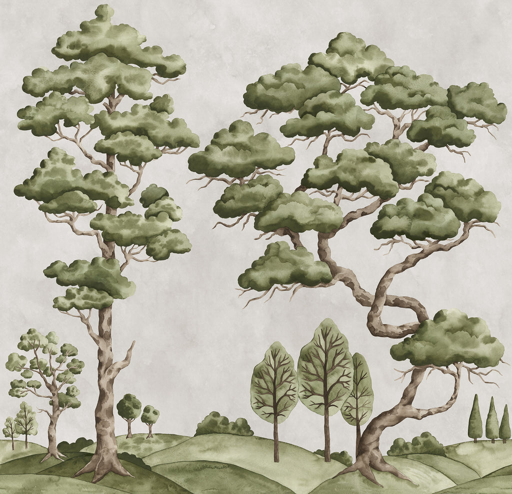 Poetic Trees wall mural by Rebel Walls in Beige, flat swatch