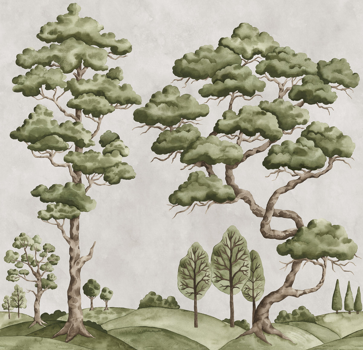 Poetic Trees wall mural by Rebel Walls in Beige, flat swatch