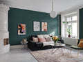 Marmaris wall mural by Rebel Walls in Teal, styled room