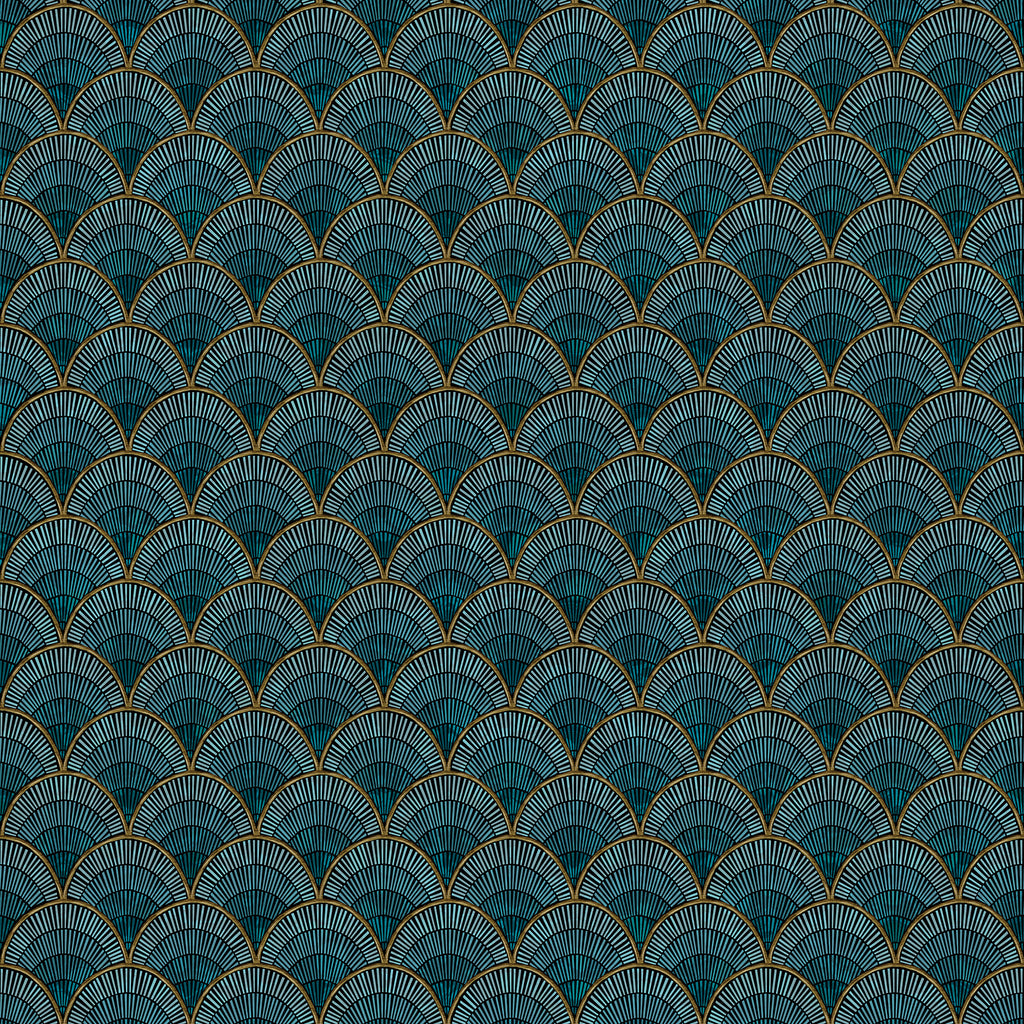 Marmaris wall mural by Rebel Walls in Teal, flat swatch