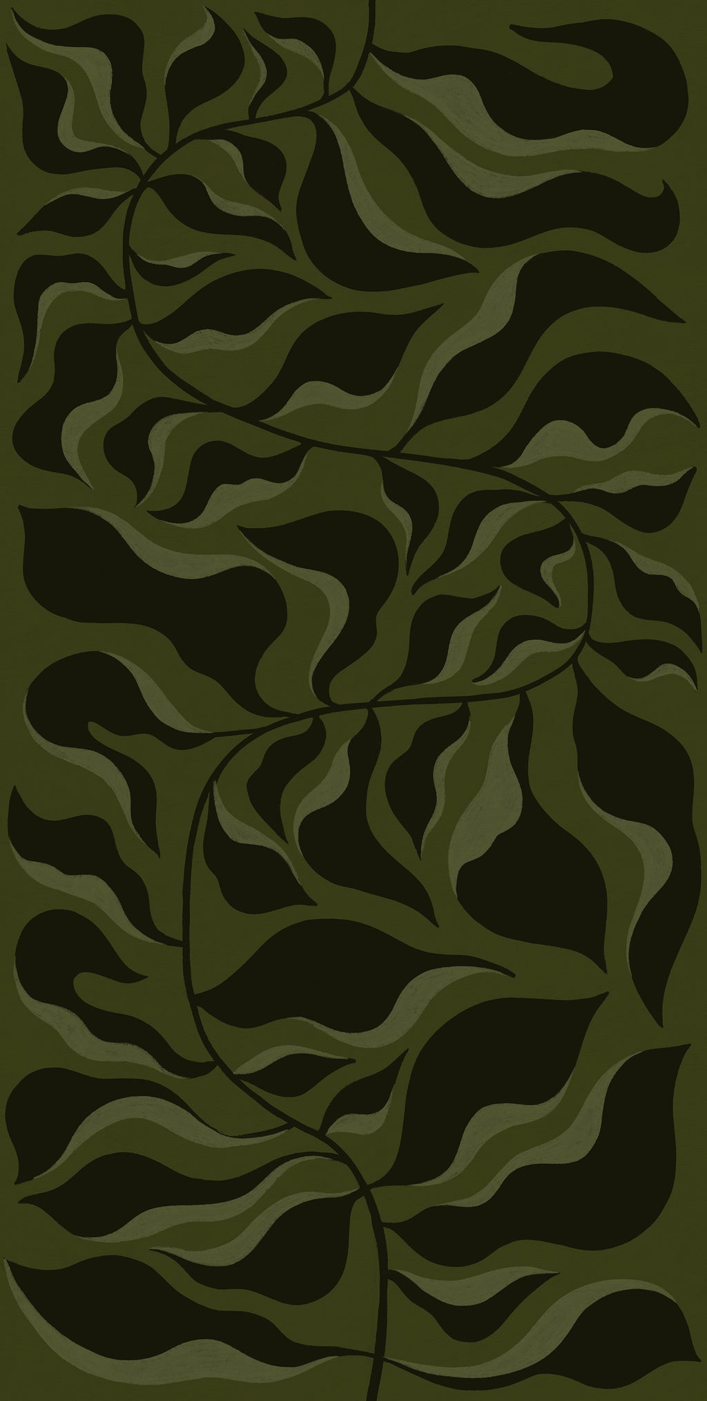 Bold Botanica wall mural by Rebel Walls in Green – Dark Green, flat swatch