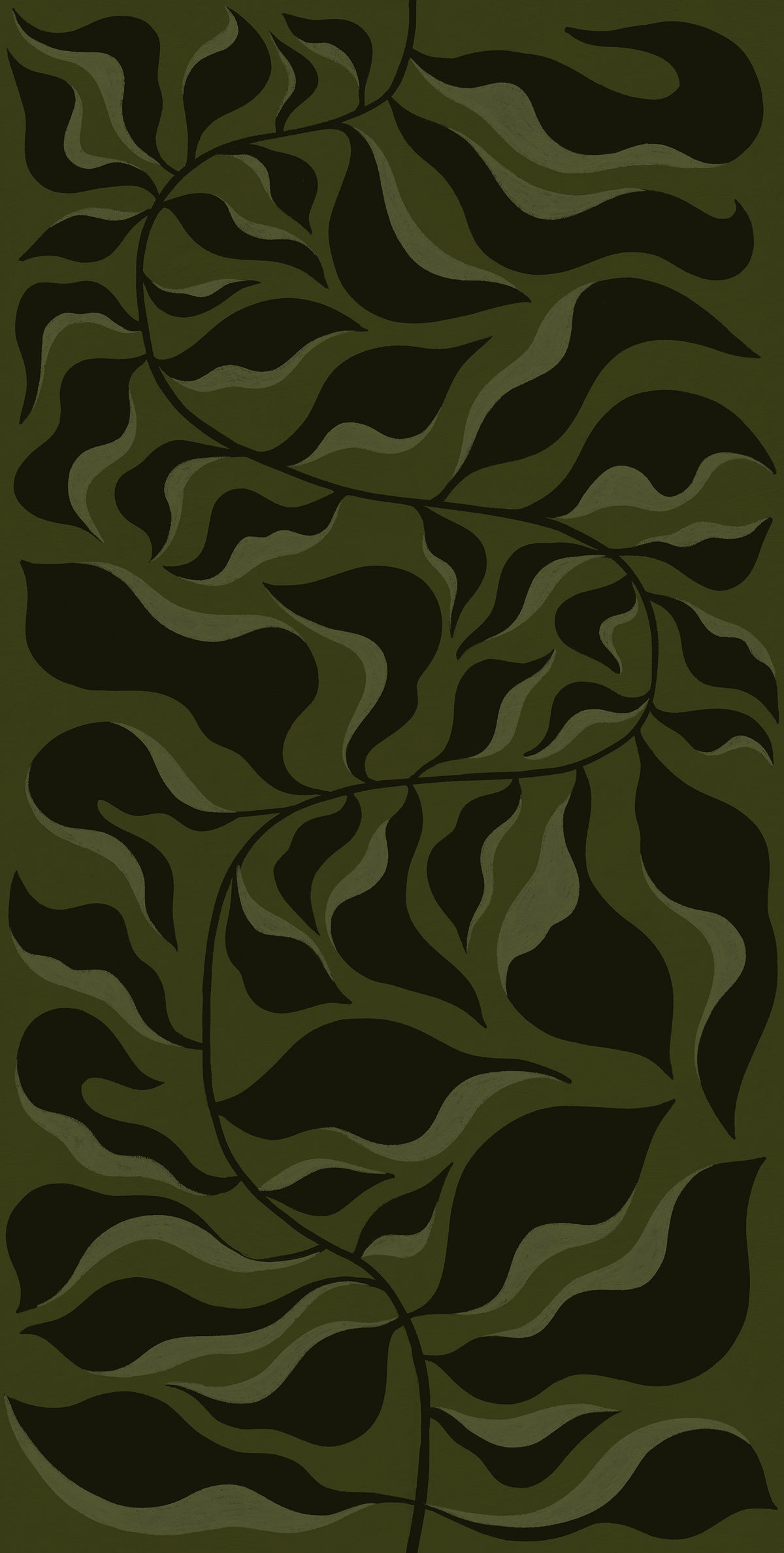 Bold Botanica wall mural by Rebel Walls in Green – Dark Green, flat swatch