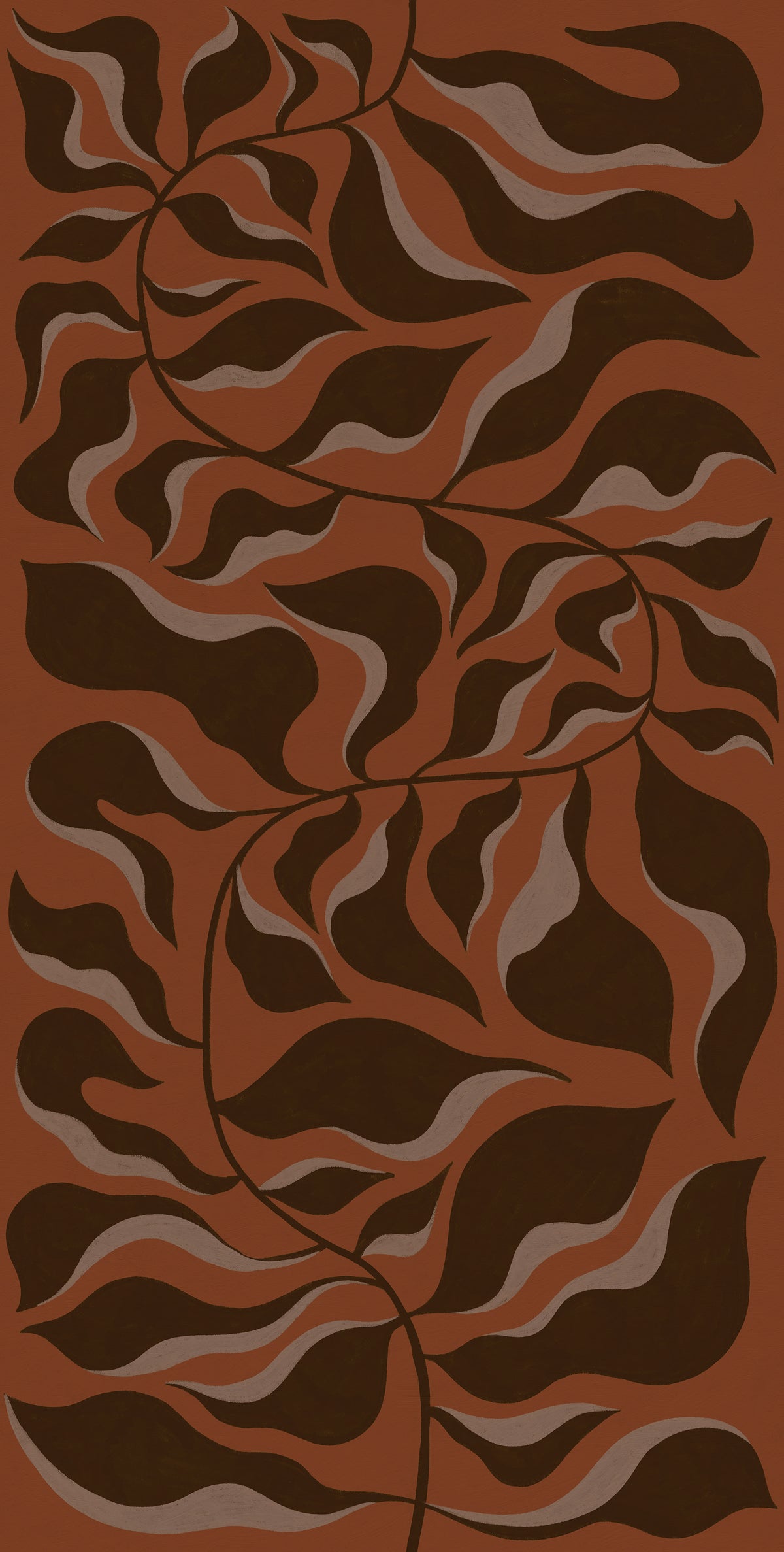 Bold Botanica wall mural by Rebel Walls in Orange – Rust, flat swatch