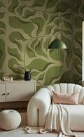 Bold Botanica wall mural by Rebel Walls in Green – Light Green, styled room