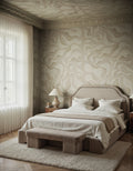 Bold Botanica wall mural by Rebel Walls in Beige, styled room