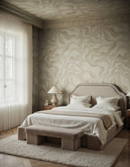Bold Botanica wall mural by Rebel Walls in Beige, styled room