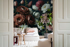 Bouquet in Bloom wall mural by Rebel Walls in Black – Dark, styled room
