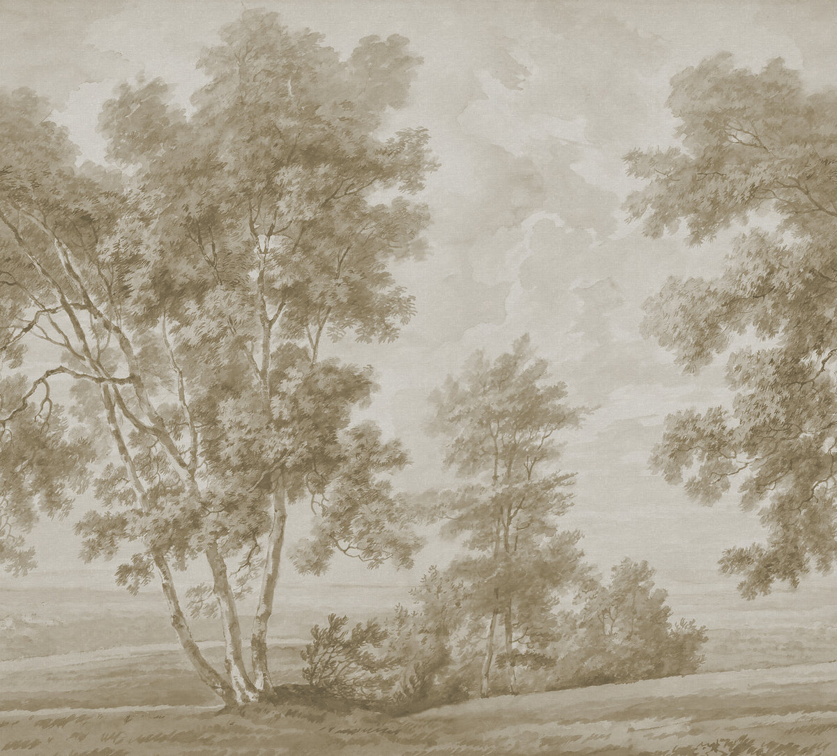 Tree on the Hill wall mural by Rebel Walls in Beige, flat swatch