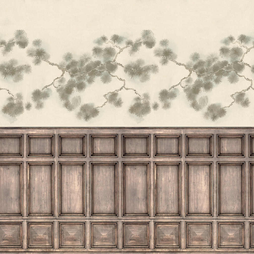 Pine Branch wall mural by Rebel Walls in Green, flat swatch