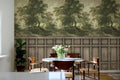 The Vintage Grove wall mural by Rebel Walls in Green – Panels, styled room