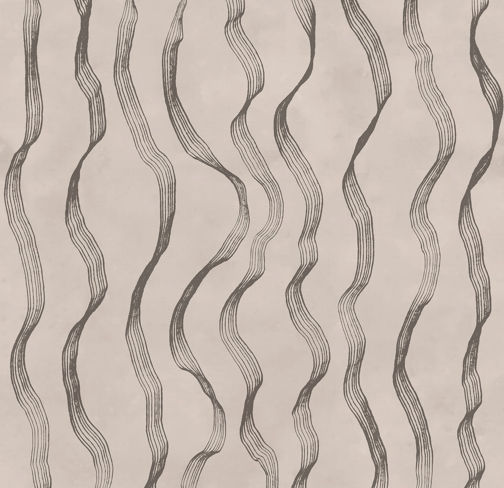 Ribbon Stripe wall mural by Rebel Walls in Grey, flat swatch
