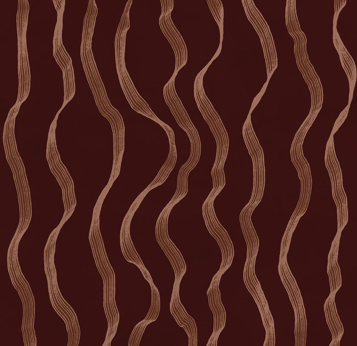 Ribbon Stripe wall mural by Rebel Walls in Red – Burgundy, flat swatch