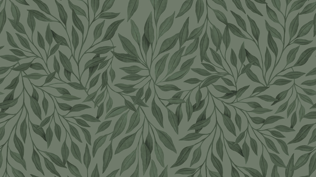 Willow wall mural by Rebel Walls in Green – Dark Green, flat swatch