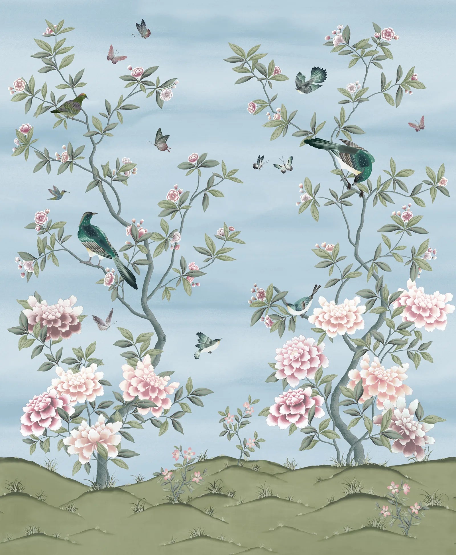 Garden of Harmony wall mural by Rebel Walls in pale blue